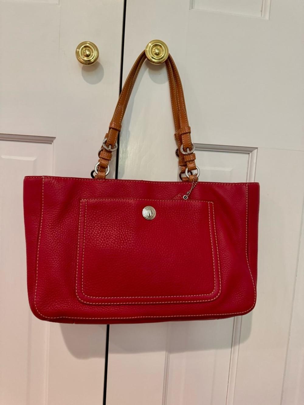Vintage COACH Chelsea hobo shoulder bag - pebbled leather - red